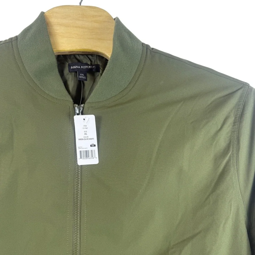 Banana Republic Bomber Jacket Mens XXL Green Olive Night Polyester Casual Zip Up